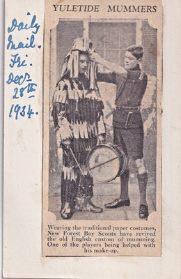 GTK 1934 Bespoke Scouting Postcard, New Forest Boy Scouts Revive Mumming