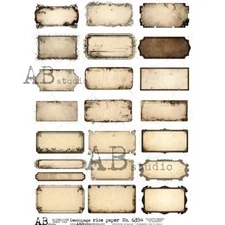 Vintage Labels | A4 Rice Paper | Paper for Decoupage | AB Studios