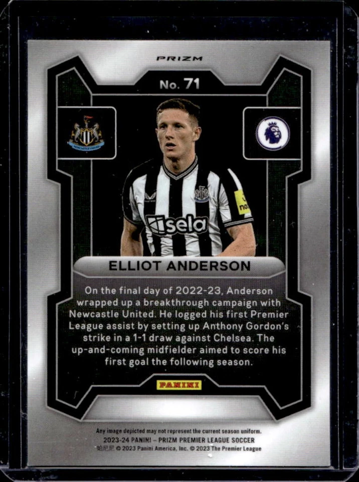 2023 Prizm Premier League Elliot Anderson White Sparkle #71 Newcastle - Image 2 of 2