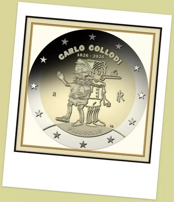 2 Euro Gedenkmünze Italien 2026 - 200. Geburtstag Carlo Collodi   Pinocchio
