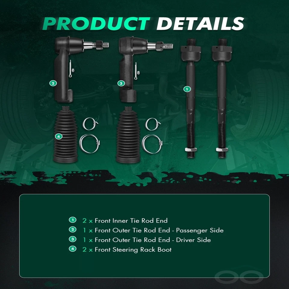 Extremo de barra de amarre exterior interior delantero Ford Expedition 2009-2017 Ford F-150 2007-2016 Foto 3 de 4