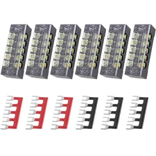 6 Packs 5 Positions Terminal Strip Blocks 600V 15A with Cover and 6 Packs 400V 1