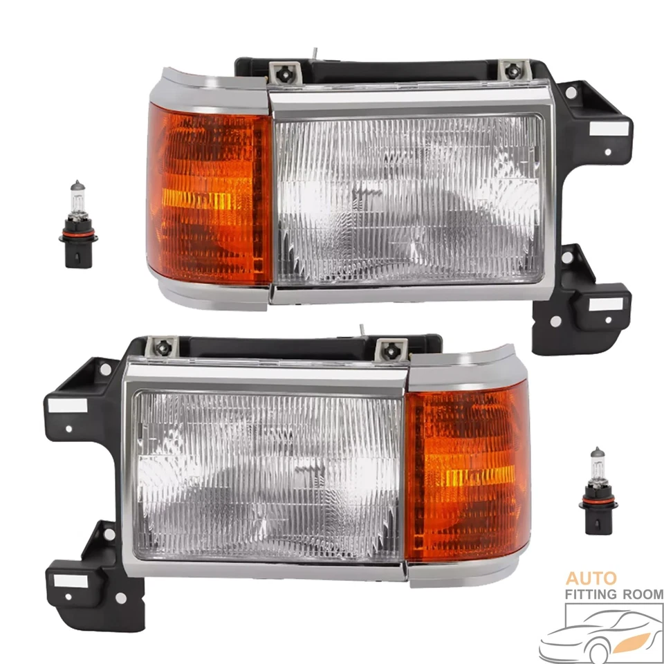 Chrome Headlight For 1987-1991 Ford F150 F250 Bronco Truck w/ Bulbs Left & Right - Image 2 of 4