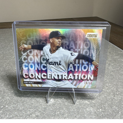 Topps 2025 Stadium Club Gold Concentration #C-25 19 / 50 Eury Pérez Marlins