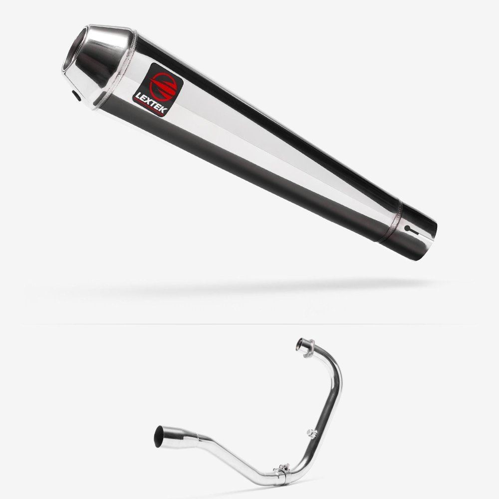 Lextek AC1 Polished Classic Exhaust System 350mm for Lexmoto Michigan 125