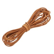 Round Leather Cord 2mm x 5.5 Yards Full-Grain Leather String Rope Light Brown