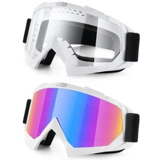 SINGARO Dirt Bike Goggles, 2 Pack Motorcycle Goggles ATV Goggles Riding Goggl...