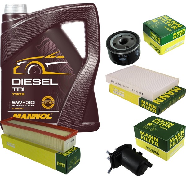 Inspektionspaket 5L Mannol Diesel TDI 5W-30 FüR Renault Kangoo Express 1.5 Dci-image