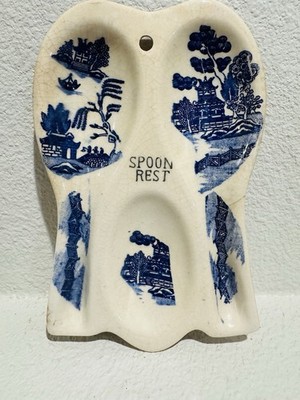 Blue Willow 3 Spoon Rest Made In Japan Rare Antique Vintage Read Description