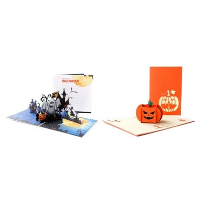 Halloween Cards 3D Pop-Up Witch Pumpkin Greeting Card for Halloween Party