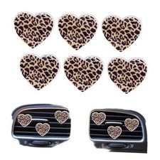 6 Pcs Heart Air Vent Clips, Leopard Print Heart Car Air Fresheners Vent Clips