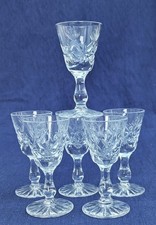 Six Lead Crystal Cut Glass Liqueur Cordial Shot  Glasses - 9cm
