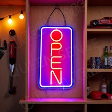 16"x9" Open Vertical Cafe Bar Pub LED Neon Sign With Dimmer USB Powered Light DF