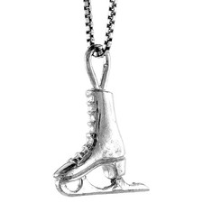 925 Sterling Silver Ice Skate Boot Sports Pendant 9/16 14mm Inch Tall