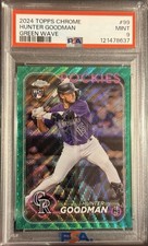 2024 Topps Chrome Hunter Goodman Green Wave /99 Rookie Card PSA 9 Colorado . rookie card picture