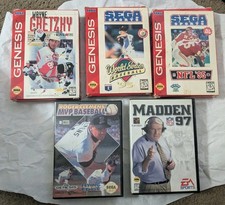 Lot of Five Sega Genesis Sports Games; Tested w/ Manuals; Incl. Wayne Gretzky
