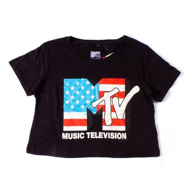 MTV Schwarz Americana Damen Crop Top