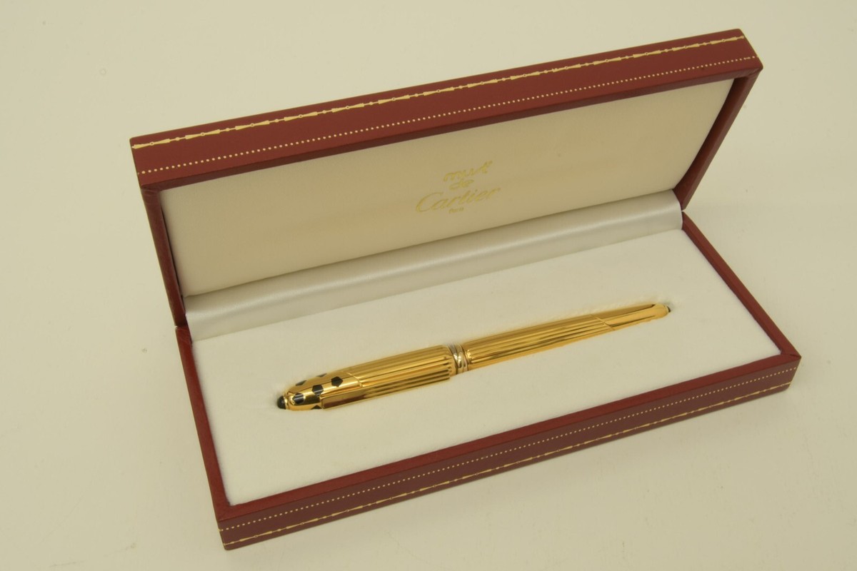 Authentic Cartier Fountain Pen GP Panthere Spots 18k Nib Office