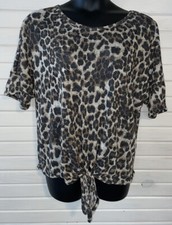 Sweet Lovely By Jen Sz 3XL Animal Print Tie Waist S/S Knit Top EUC Made In USA