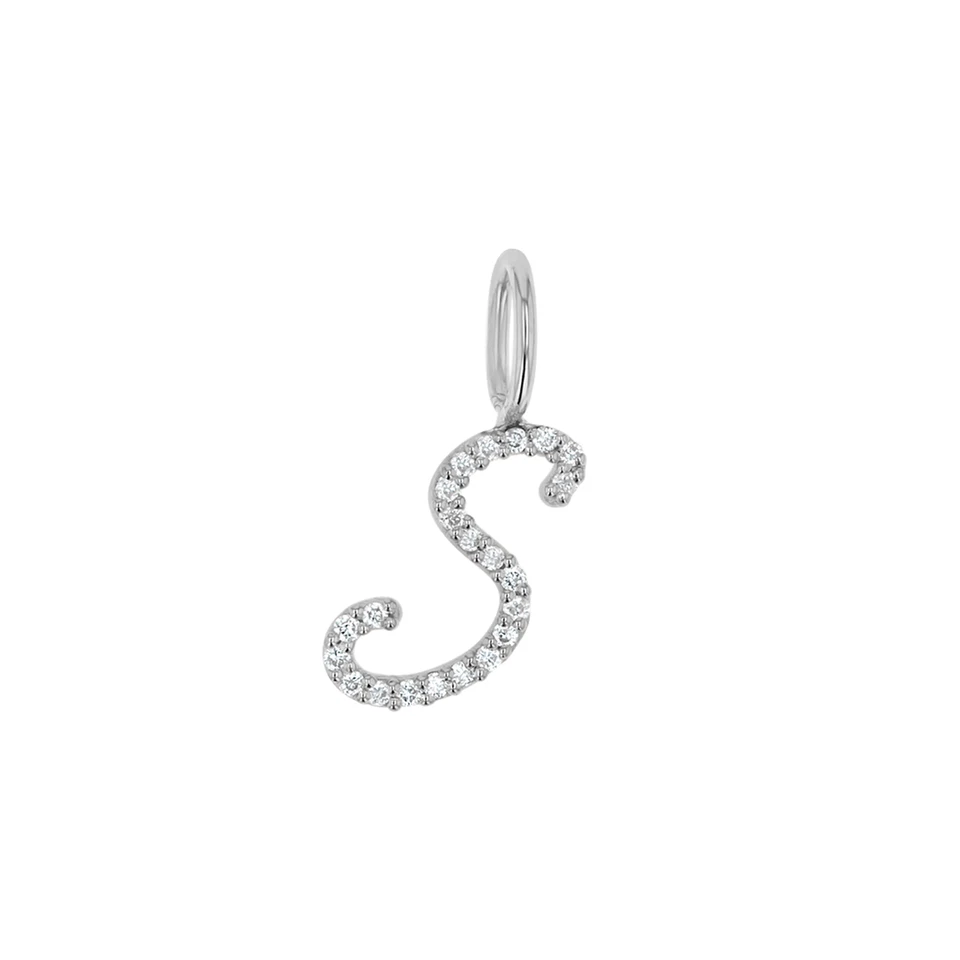 Dije de letras con escritura de oro macizo de 14K con nombre de diamante dije inicial colgante regalos. Foto 4 de 4