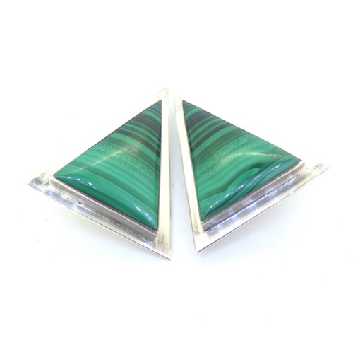 Stunning Handmade Sterling Silver & Malachite Clip-on Earrings 28.8g - Picture 13 of 13