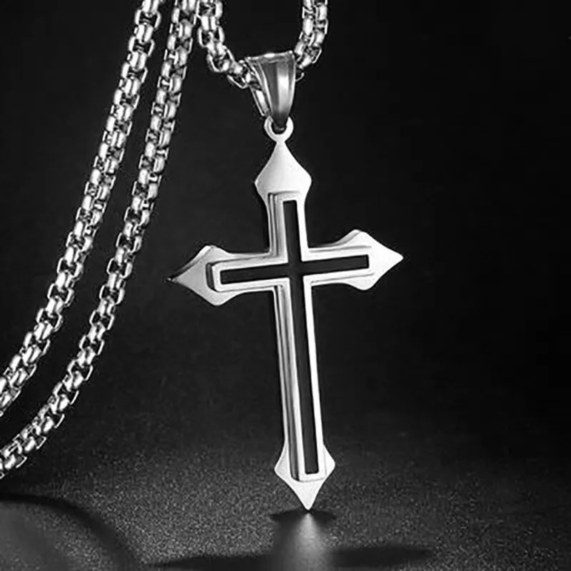 Double layer cross necklace sale