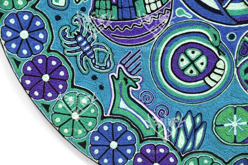 Quadro filato arte Huichol - Catinemiayeeni 60 cm. 24 pollici Filo per opera d'arte messicana - Foto 9 di 16