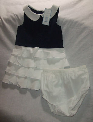 ROBE CHASUBLE JACADI BLEU MARINE/BLANC 6 MOIS (67 CM) - Neuf Avec étiquettes, 100% Coton Pour Bébé