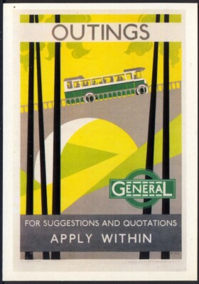 Moderne Postkarte: Ausflüge - Gehen Sie von GENERAL. Plakat Repro von 1928 (LTM89). Gratis Versand