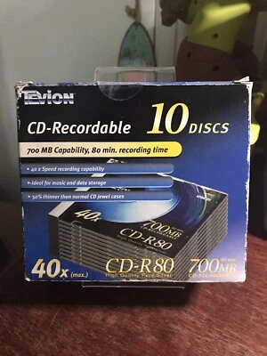 10 X TEVION - 40X CD-R80 - RECORDABLE DISCS - 700 MB **NEW & SEALED** - Image 1 of 2