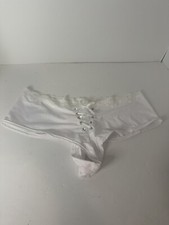 Fredericks NWT Panties size XL bridal white lace tie up