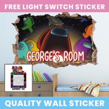 AMONG US HOLE IN WALL STICKER DECAL DECOR KIDS BEROOM DECORATION