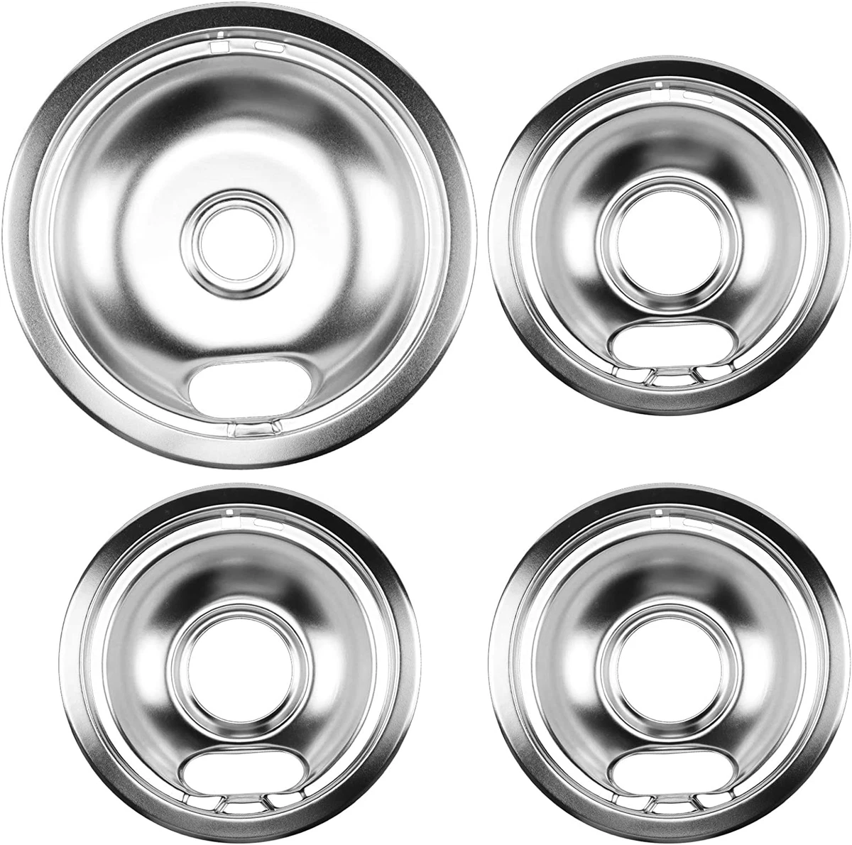 4 GE Hotpoint Chrome Stove Drip Pans Electric Burner Covers Top Replacement  Set | eBay