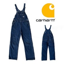 CARHARTT Womens S 4 X 32 Denim Bib Overalls Carpenter Relaxed Unlined WR007 HDK