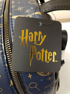 Harry Potter Mini Backpack Quidditch Navy Gold Hogwarts Crest Wizard World Magic Loungefly Harry Potter Mini Backpack Bag Navy Quidditch  main image 3