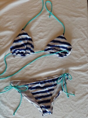 Ladies Bikini Matalan Size L Tie Up Back Sides Blue 25017