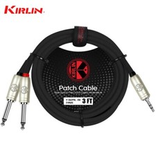 Kirlin 3FT 3.5mm TRS To Dual 1/4" Mono Noise-Free Cable Y-362 PRL-03/BK