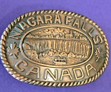 VTG COPPER TONE NIAGARA FALLS BELT BUCKLE CANADA SOUVENIR METAL waterfalls EUC 