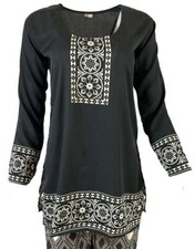Tunic for Women Printed Short Crape Kurti Round Neck Long Sleeves Top. 3001-L