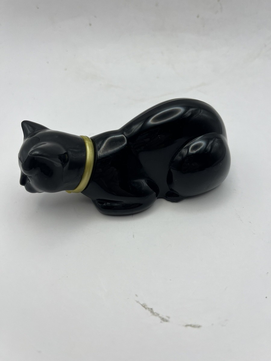 Avon Black Cat Perfume Bottle Vintage Kitsch Collar