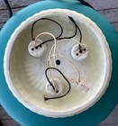 Vintage 3-Bulb Porcelain Glazed Ceiling Light Fixture Floral Design VGUC/EUC — photo 7