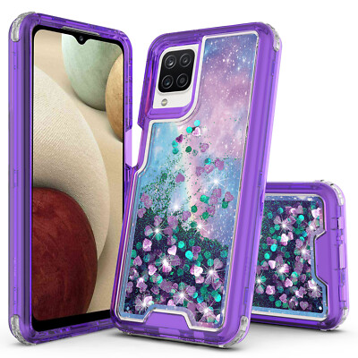 For Samsung Galaxy A12 3in1 Hybird Graphic Designed Quicksand Glitter Case