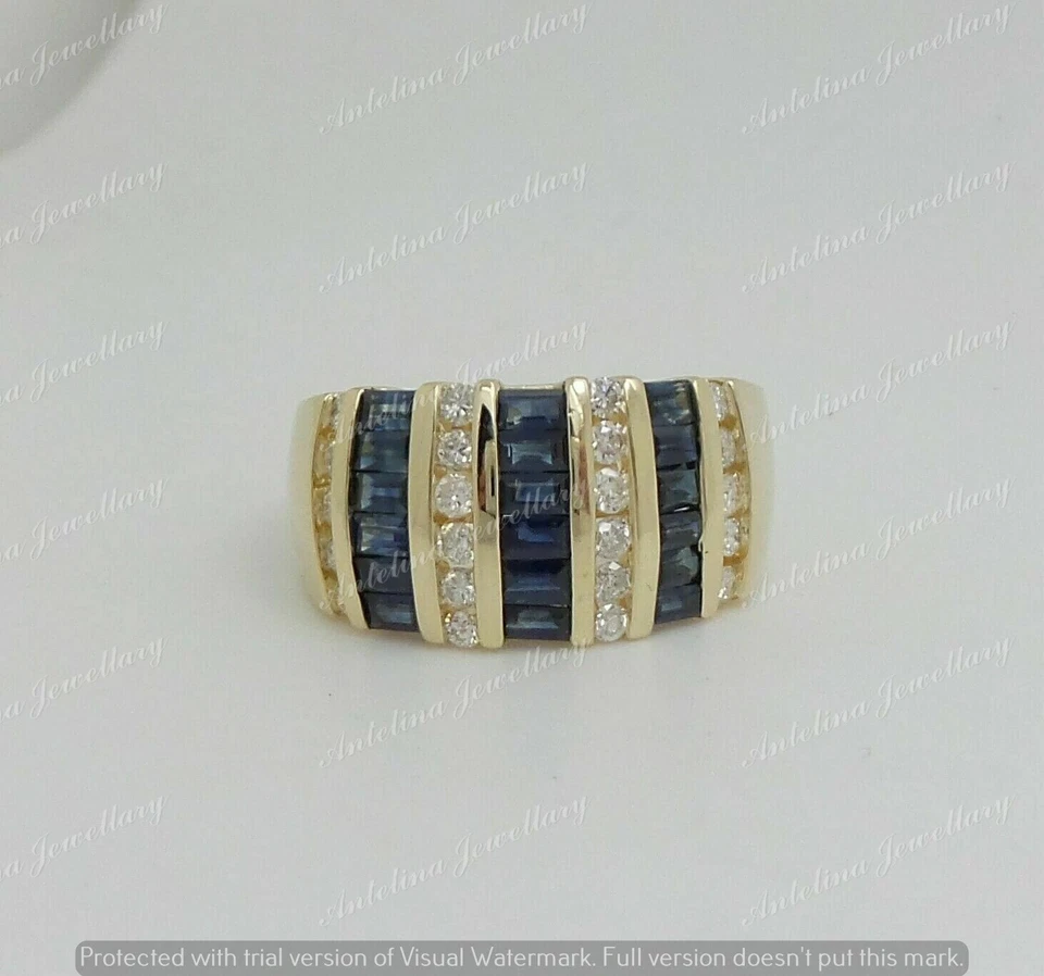 2.00CT Simulated Baguette Sapphire Eternity Band Ring 925 Sterling Silver Plated - Image 4 of 4