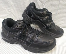 VIONIC~A+ COND!!~WALKERS BLACK LEATHER LACE UP WOMENS SNEAKERS SZ:10M