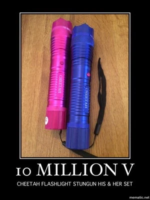 CHEETAH STUNGUN Cheetah Stun Gun Flash Light 10 Million Volts - His & Her set -- Pink & Blue