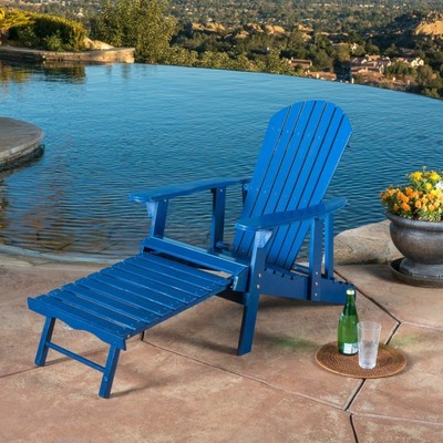 Katherine Outdoor Reclining Wood Adirondack Chair with Footrest