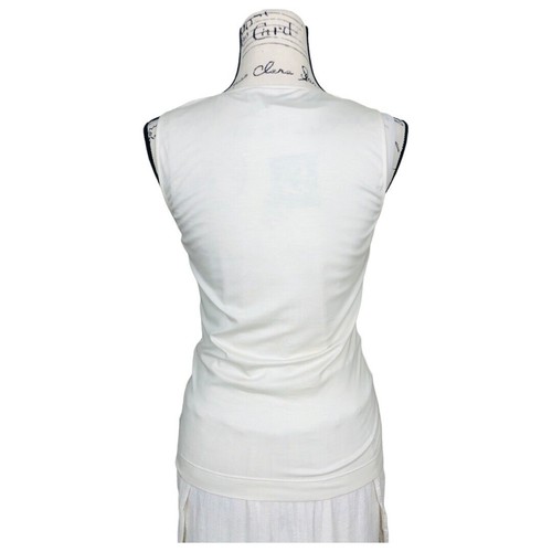 Akris Punto Silk Blend Sleeveless Top Size 8 White Knit V neck Stretch - Picture 5 of 10