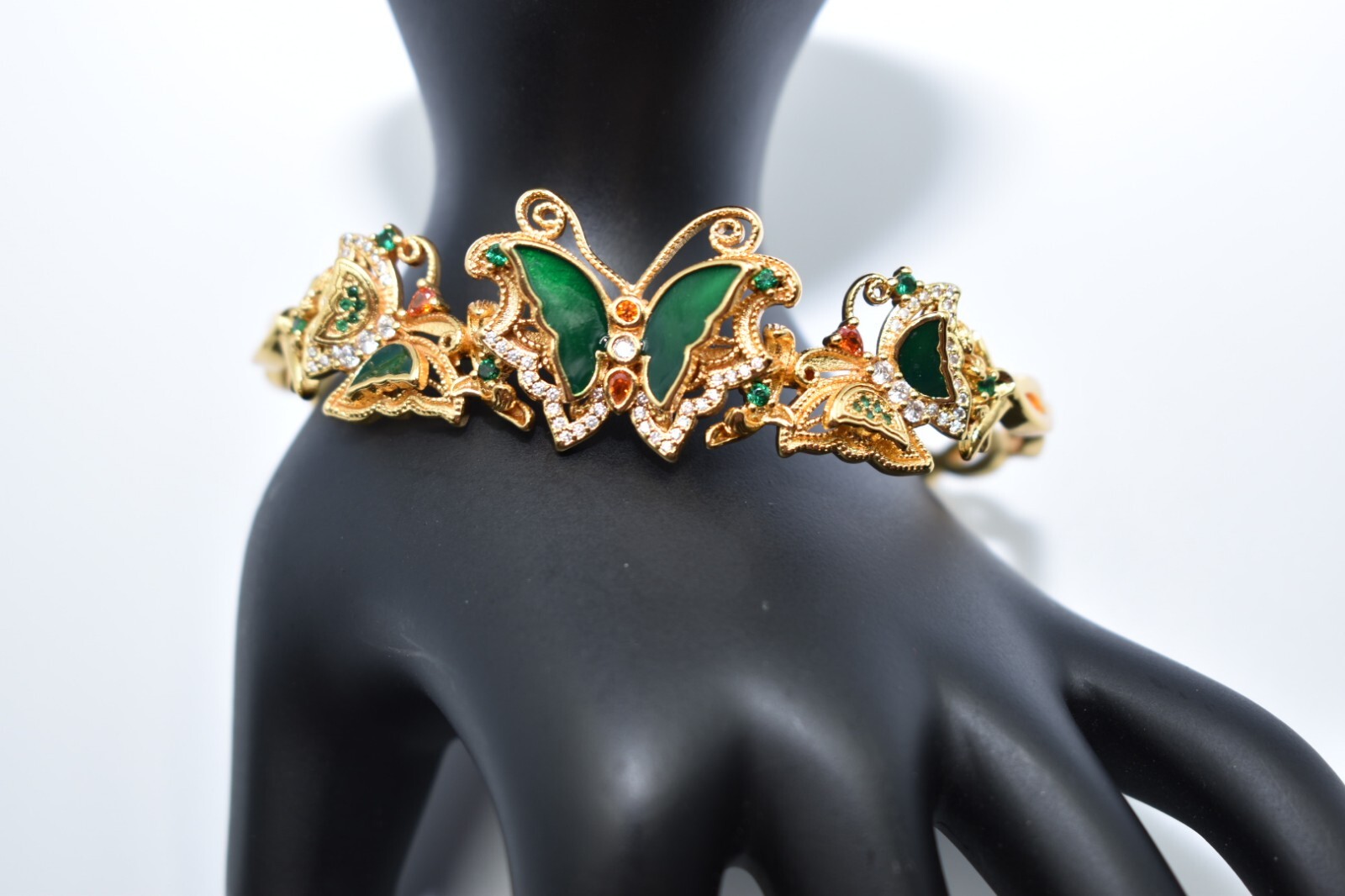 Stunning GoldTone Statement Cuff Bangle Crystal &… - image 17