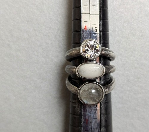 DYRBERG KERN Dreifach-Ring * silberfarben * Steine * Gr. I (16 mm) *** - Bild 4 von 6