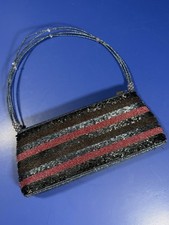 Vintage Fully Beaded Evening Bag 8.5 Multi-Strand Handle Zipper Closure